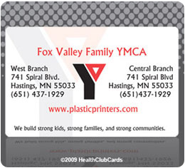 YMCA health membership plastic card